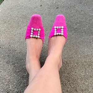 Olivia Rose Tal | Pink Tweed and Pearl Mules